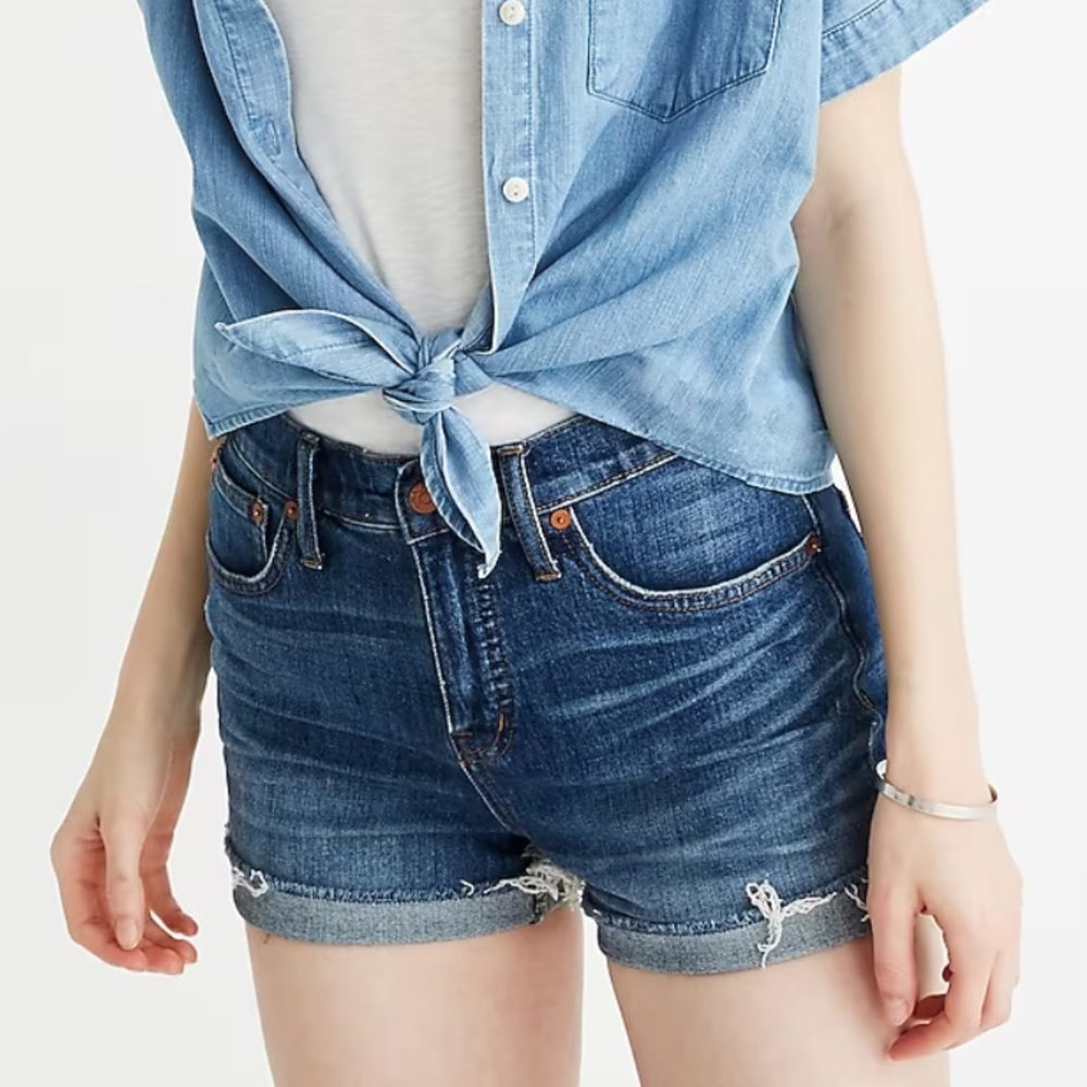 Madewell High Rise Denim Boyshorts in Glenoaks Wash, 25